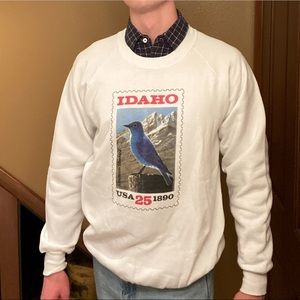 80s Vintage Idaho Bluebird Stamp Crewneck